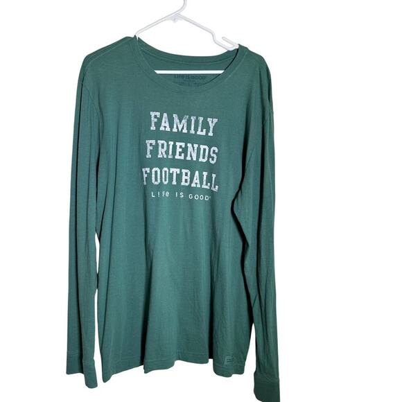 Life Is Good Other - Life Is Good Mens Green Long Sleeve Football Family Friends T Shirt Size Medium